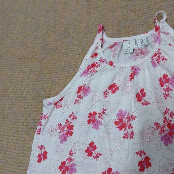 Joie womens xlarge 100% linen knit white pink floral tank top - Picture 3 of 6